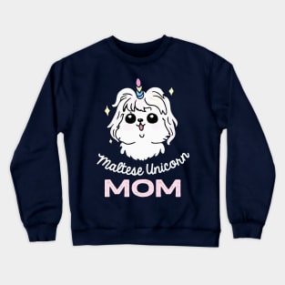 Maltese Unicorn Mom Dog Owner Retro Dog Mother Crewneck Sweatshirt